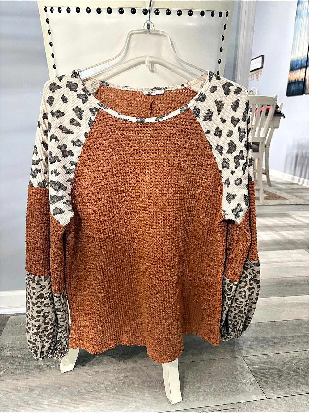 ANDTHEWHY Animal Print Raglan Sweater Size Medium